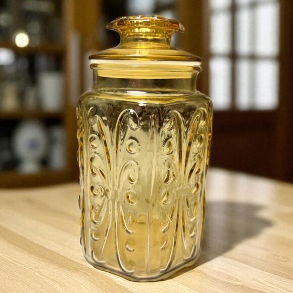 Unbranded Other - VTG LE Smith Imperial Honey Amber Atterbury Scroll Glass Jar